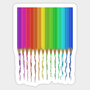 Melting Rainbow Pencils Sticker